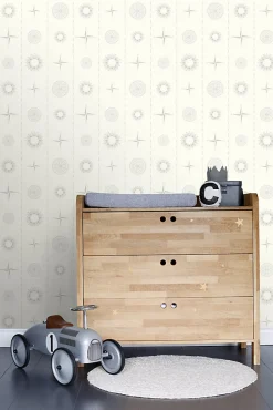 ESTAhome papier peint roses des vents argent - 53 cm x 10.05 m - 136424