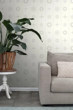 ESTAhome papier peint roses des vents argent - 53 cm x 10.05 m - 136424