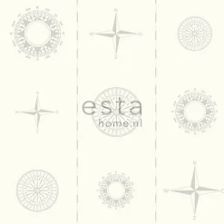 ESTAhome papier peint roses des vents argent - 53 cm x 10.05 m - 136424