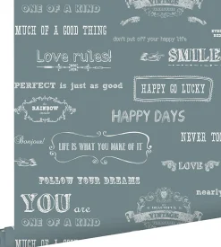 ESTAhome papier peint texte tableau vintage bleu - 53 cm x 10.05 m - 128506