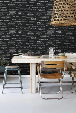 ESTAhome papier peint texte tableau noir et blanc - 53 cm x 10.05 m - 128507
