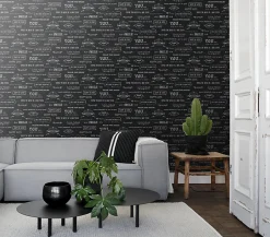 ESTAhome papier peint texte tableau noir et blanc - 53 cm x 10.05 m - 128507