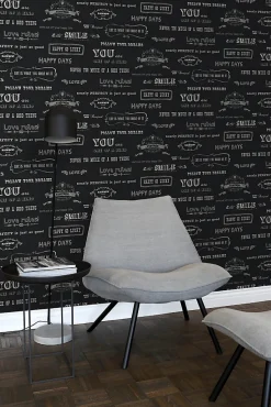 ESTAhome papier peint texte tableau noir et blanc - 53 cm x 10.05 m - 128507