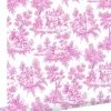 ESTAhome papier peint toile de jouy rose - 53 cm x 10.05 m - 136819