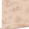 ESTAhome papier peint toile de jouy rose clair - 50 x 900 cm - 139812