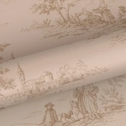 ESTAhome papier peint toile de jouy rose clair - 50 x 900 cm - 139812