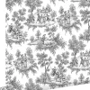 ESTAhome papier peint toile de jouy noir - 53 cm x 10.05 m - 136820
