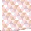 ESTAhome papier peint triangles lilas violet, rose clair et terracotta - 50 x 900 cm - 139475