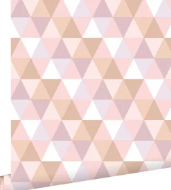 ESTAhome papier peint triangles lilas violet, rose clair et terracotta - 50 x 900 cm - 139475