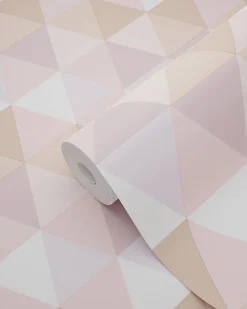 ESTAhome papier peint triangles lilas violet, rose clair et terracotta - 50 x 900 cm - 139475