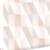ESTAhome papier peint triangles graphiques rose clair, orange chaude et beige - 53 cm x 10.05 m - 139196