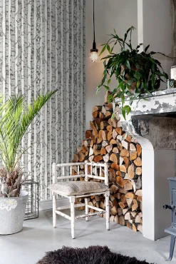 ESTAhome papier peint troncs de bouleau gris chaud clair - 53 cm x 10.05 m - 138889