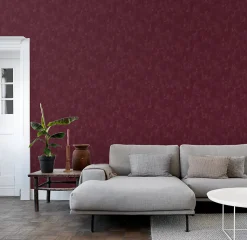 ESTAhome papier peint uni à effet pictural rouge bordeaux - 53 cm x 10.05 m - 148724