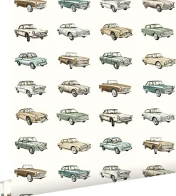 ESTAhome papier peint voitures anciennes vintage beige - 53 cm x 10.05 m - 139546