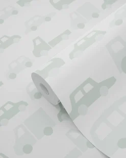 ESTAhome papier peint voitures vert menthe grisé - 53 cm x 10.05 m - 139043