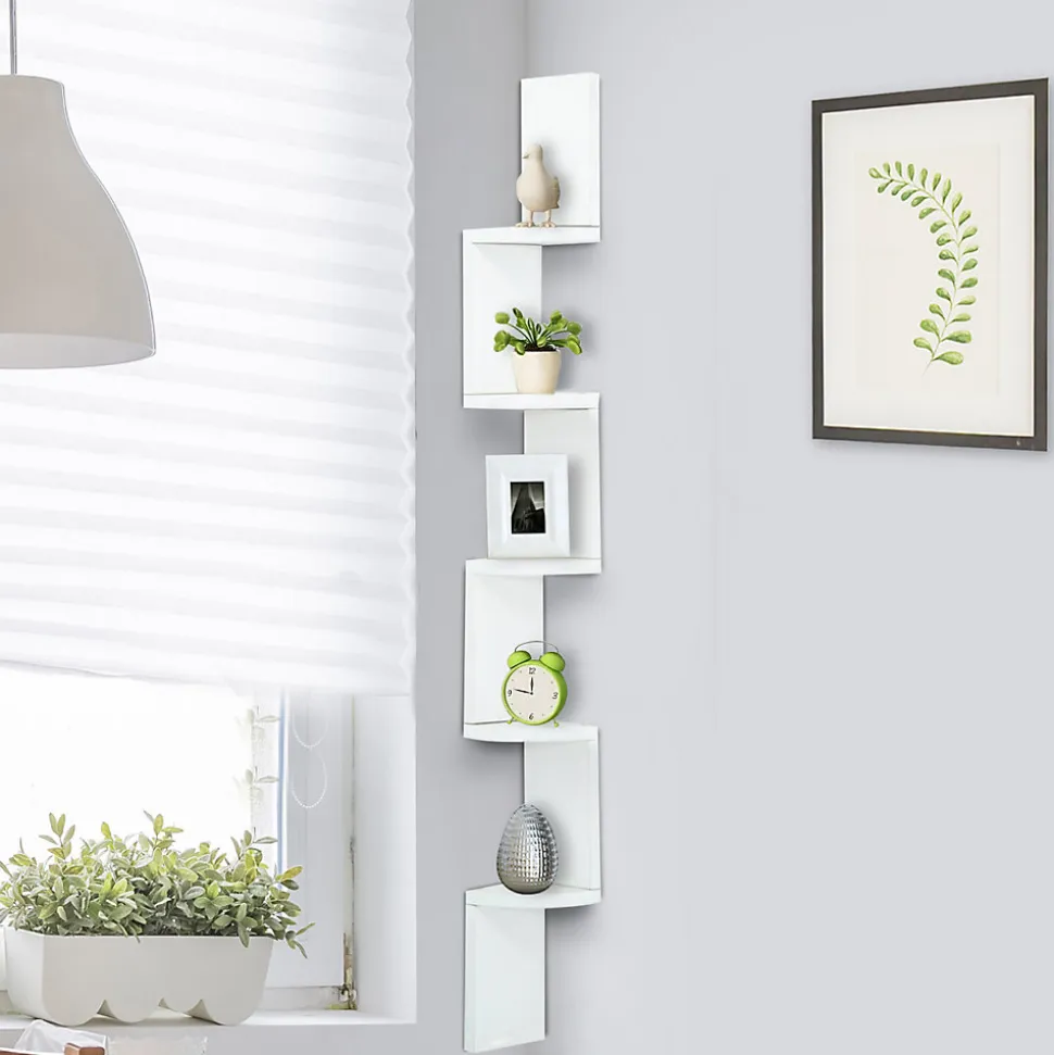 Etagère d'angle design contemporain zig zag 5 niveaux