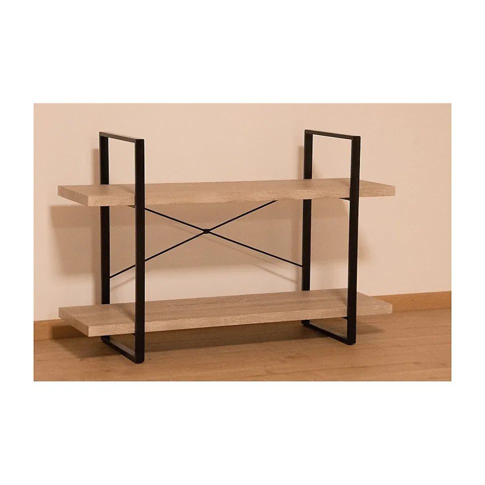 Etagère industrielle SHELVES 2 niveaux Bois et métal Design loft tendance