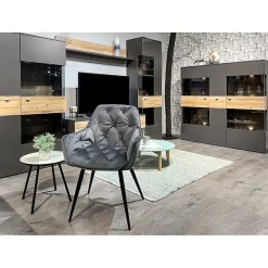 Etagère murale 150 cm décor bois clair et gris - MARBELLA