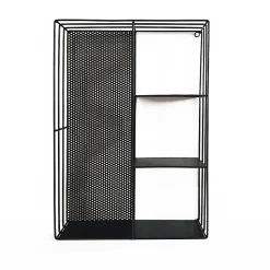Etagère murale 4 tablettes en métal noir 60 x 40 cm - LINE