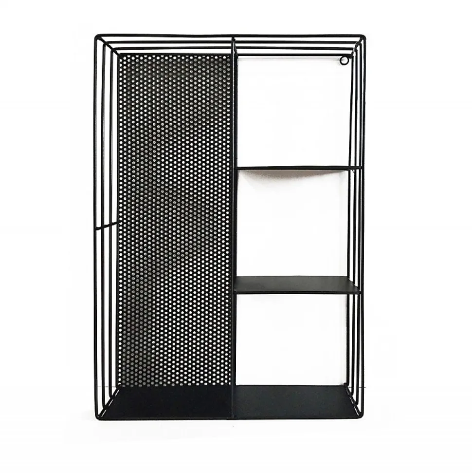 Etagère murale 4 tablettes en métal noir 60 x 40 cm - LINE