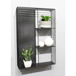 Etagère murale 4 tablettes en métal noir 60 x 40 cm - LINE