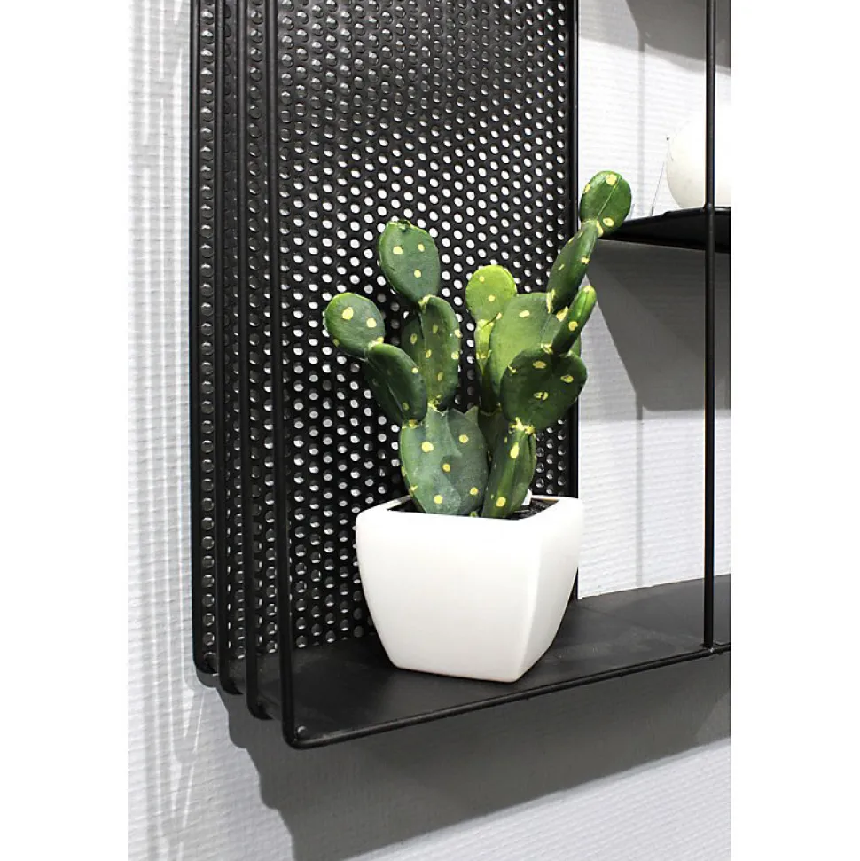Etagère murale 4 tablettes en métal noir 60 x 40 cm - LINE