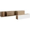 Etagère murale asymétrique 270 cm décor chêne blanc laqué - VERONICA