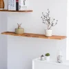 Etagère Murale en Bois Acacia Massif Huilé - Bord Naturel Irrégulier - Fixation Inclus - 18x195x1200mm - Etagère de Bureau