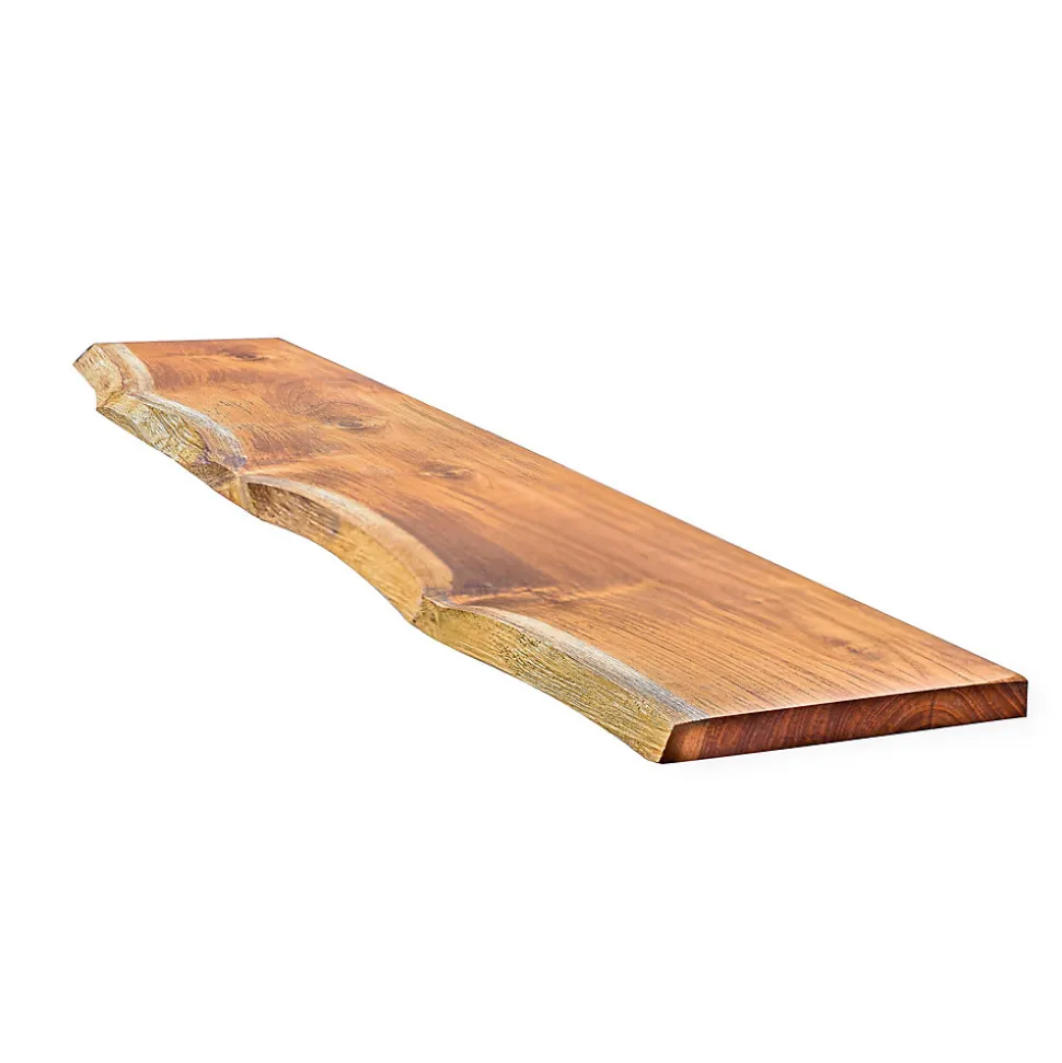 Etagère Murale en Bois Acacia Massif Huilé - Bord Naturel Irrégulier - Fixation Inclus - 18x195x1200mm - Etagère de Bureau