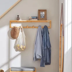 Etagère Porte-Manteau Mural avec étagère et 6 Crochets, FHK06-N, SoBuy