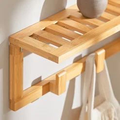 Etagère Porte-Manteau Mural avec étagère et 6 Crochets, FHK06-N, SoBuy