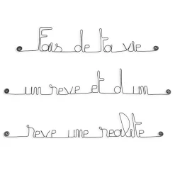 Fais de ta vie un rêve et d'un rêve une réalité - Sculpture fil de fer 50-60 cm - Bijoux de mur