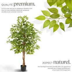 Ficus artificiel à l'aspect naturel avec beaucoup de volume 160cm