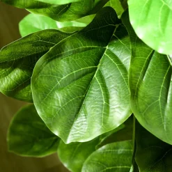 Ficus Lutea artificiels 1,10H m - lot de 2 ficus artificiels - 90 feuilles réalistes par pied - pot inclus noir vert
