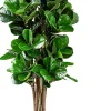 Figuier Artificiel de Feuille de Violon Realiste avec Pot en PP Souple Arbre Artificiel en PEVA Tronc de Bois Melange Vert