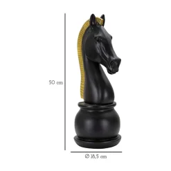 Figurine échec décoratif en polyrésine noire et dorée Cavalier modèle 2