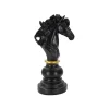 Figurine échec décoratif en polyrésine noire et dorée Cavalier modèle 1