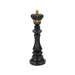 Figurine échec décoratif en polyrésine noire et dorée Roi modèle 2