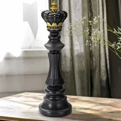Figurine échec décoratif en polyrésine noire et dorée Roi modèle 2