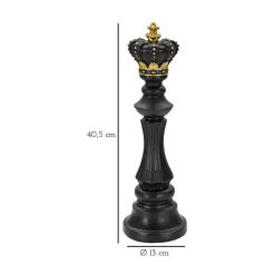 Figurine échec décoratif en polyrésine noire et dorée Roi modèle 2