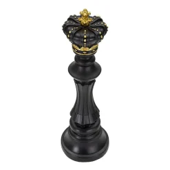 Figurine échec décoratif en polyrésine noire et dorée Roi modèle 2