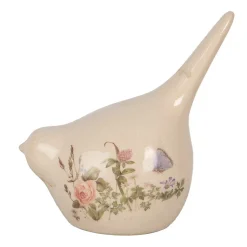 Figurine oiseau beige céramique 14x9x15cm