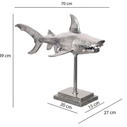 Figurine Requin 70 cm Aluminium Design Marin Moderne Intérieur Sculpture FineBuy