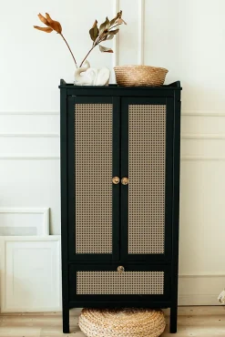 Film adhésif décoratif D-C-Fix Dekore Woven Cane PVC avec adhésif Cannage structuré mat et satiné beige, anthracite L. 200 x l. 45 cm