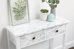 Film adhésif décoratif D-C-Fix Marmor Cortes silver PVC avec adhésif marbre lisse mat et satiné blanc et argent L. 200 x l. 45 cm