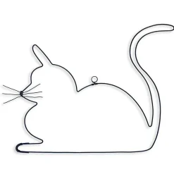 Forme - Chat couché - Sculpture fil de fer 20-30 cm - Bijoux de mur