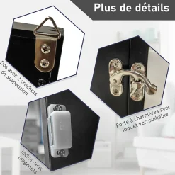 Frame box T-frame cadre pour maillot porte acrylique doublure interne feutre dim. 71L x 7l x 89H cm noir
