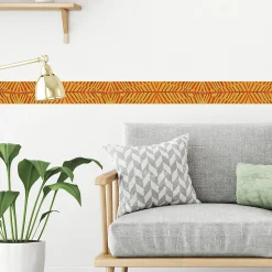 Frise adhésive 10 cm X 300 cm, décoration murale africaine géométrique, couleur, pour murs intérieurs.