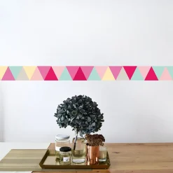 Frise adhésive artistique multicolore, 10 cm x 300 cm - Décoration murale triangle