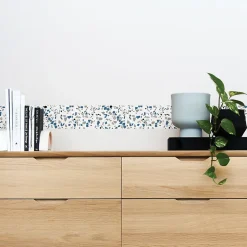 Frise adhésive autocollante marbre coloré bleu, 10 cm X 300 cm, décorative pour murs et sols